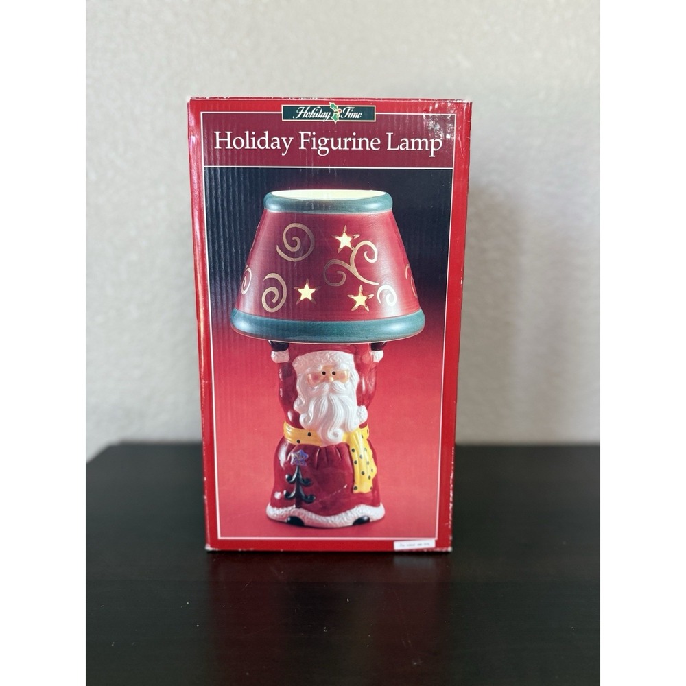 Vintage Holiday Time Ceramic Santa Corded Lamp New In Box 1990's Christmas Decor